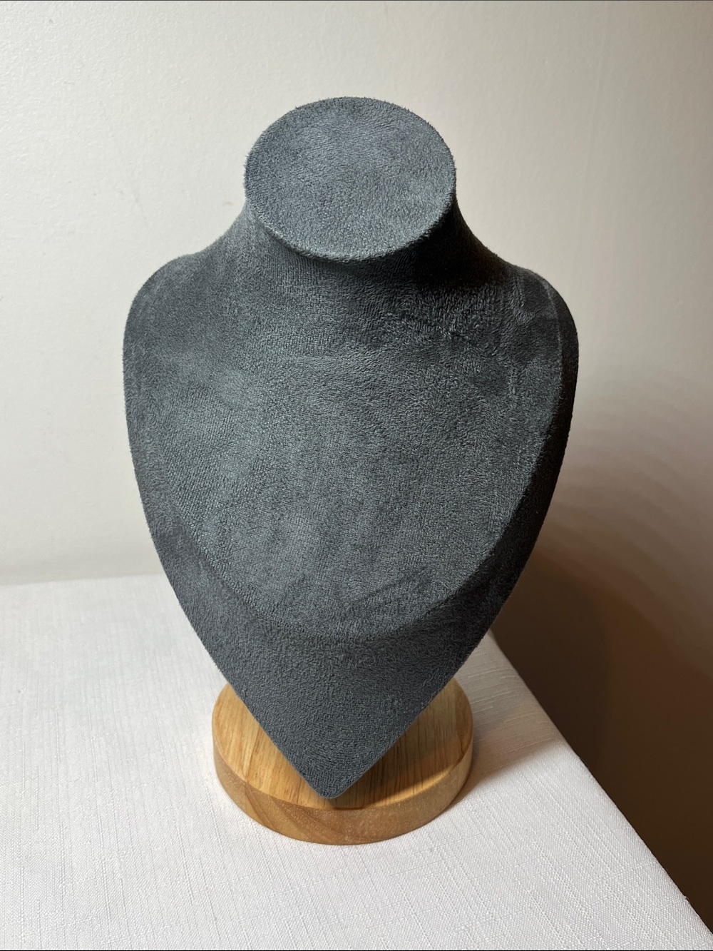 Jewelry Display Bust - Gray Velvet Necklace Stand